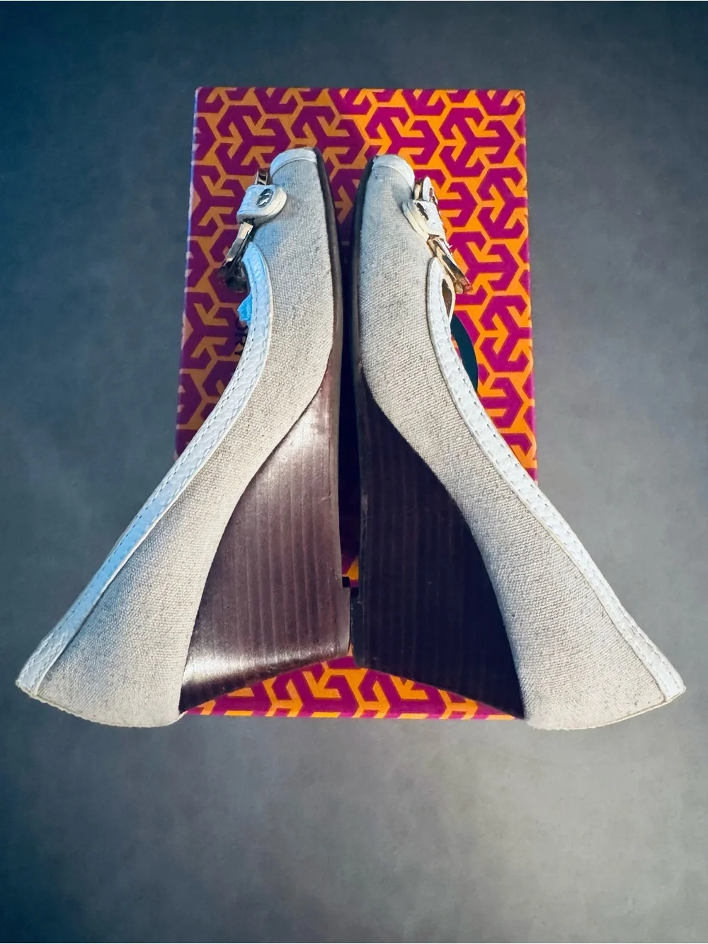 Tory Burch Amanda 65mm Open Toe Wedges - Natural Bleach - Size 7